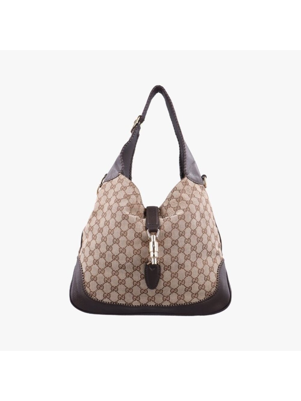 Gucci New Jackie Brown Black Canvas Leather Shoulder Bag